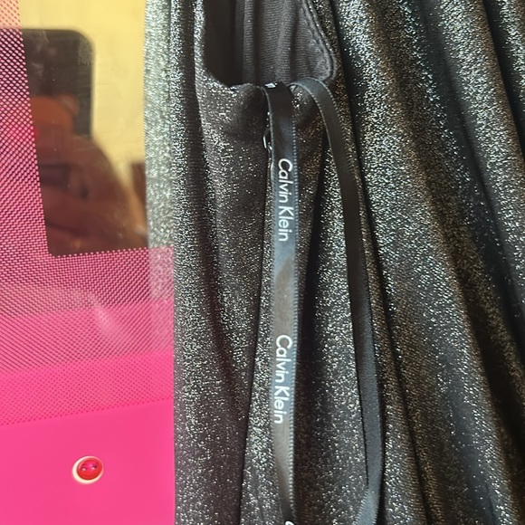 Calvin Klein dress size 12 nice color gun metal black metallic  cleaver cleavage - Picture 6 of 17